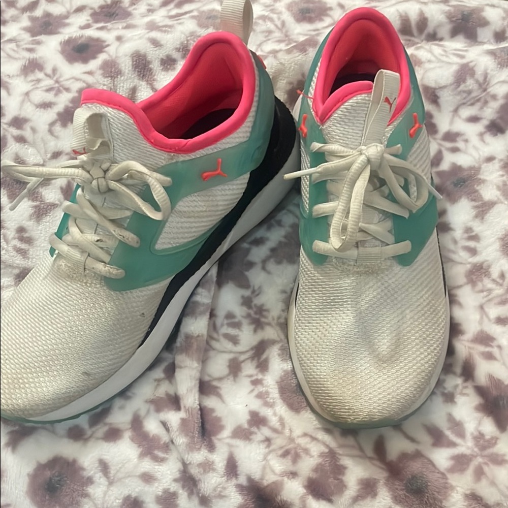Puma White and Pink Sneakers with Breathable Mesh